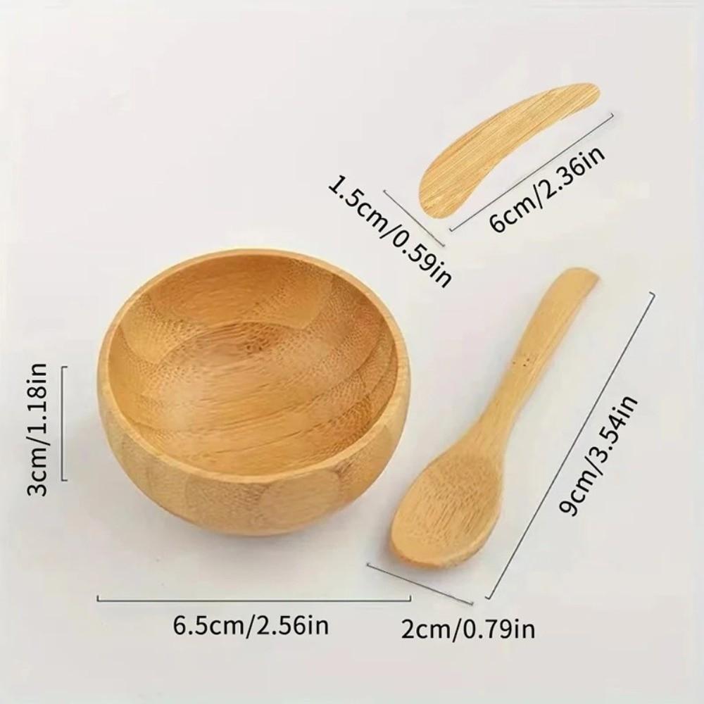 Bamboo Wood Mask Bowl Sleek Bamboo Spatula Spoon Spoon Cosmetic Mixing Tools Cosmetic Mixing