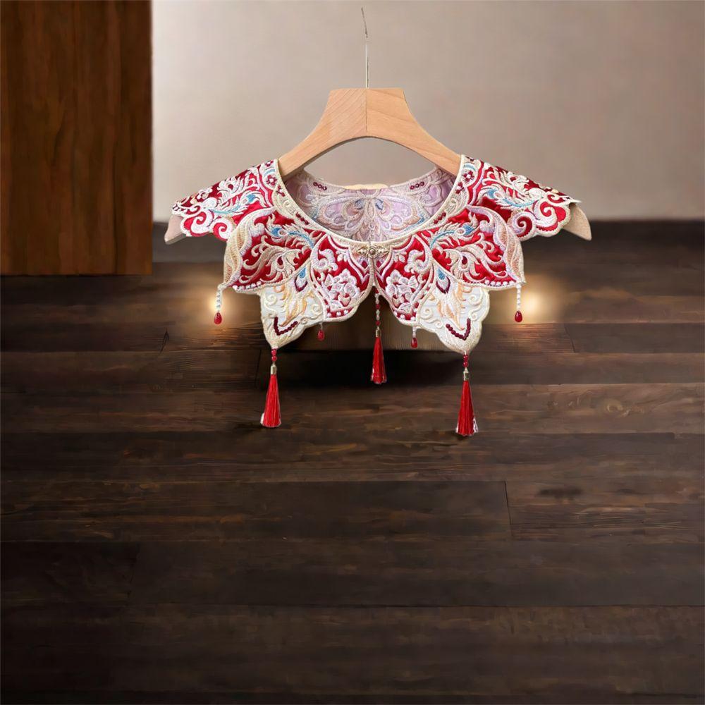 Elegant Lace Shawl Embroidery Design Detachable Collar Unique False Collar  Cultural Wear