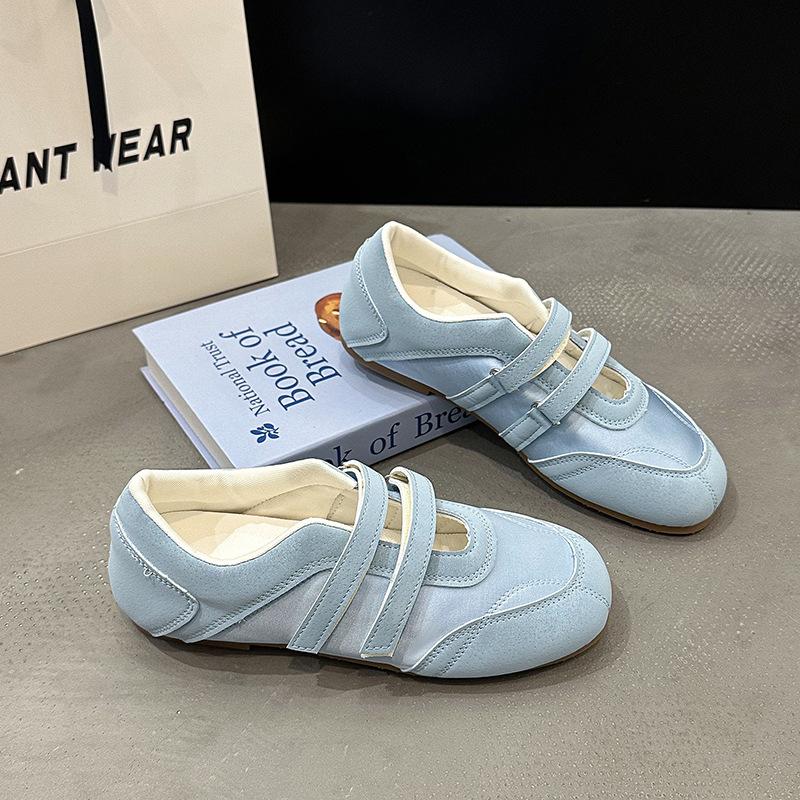 Retro Word with Moral Training Shoes Women's 2025 Spring and Summer New Niche Design Velcro Fashion Versatile Mary Jane Shoes