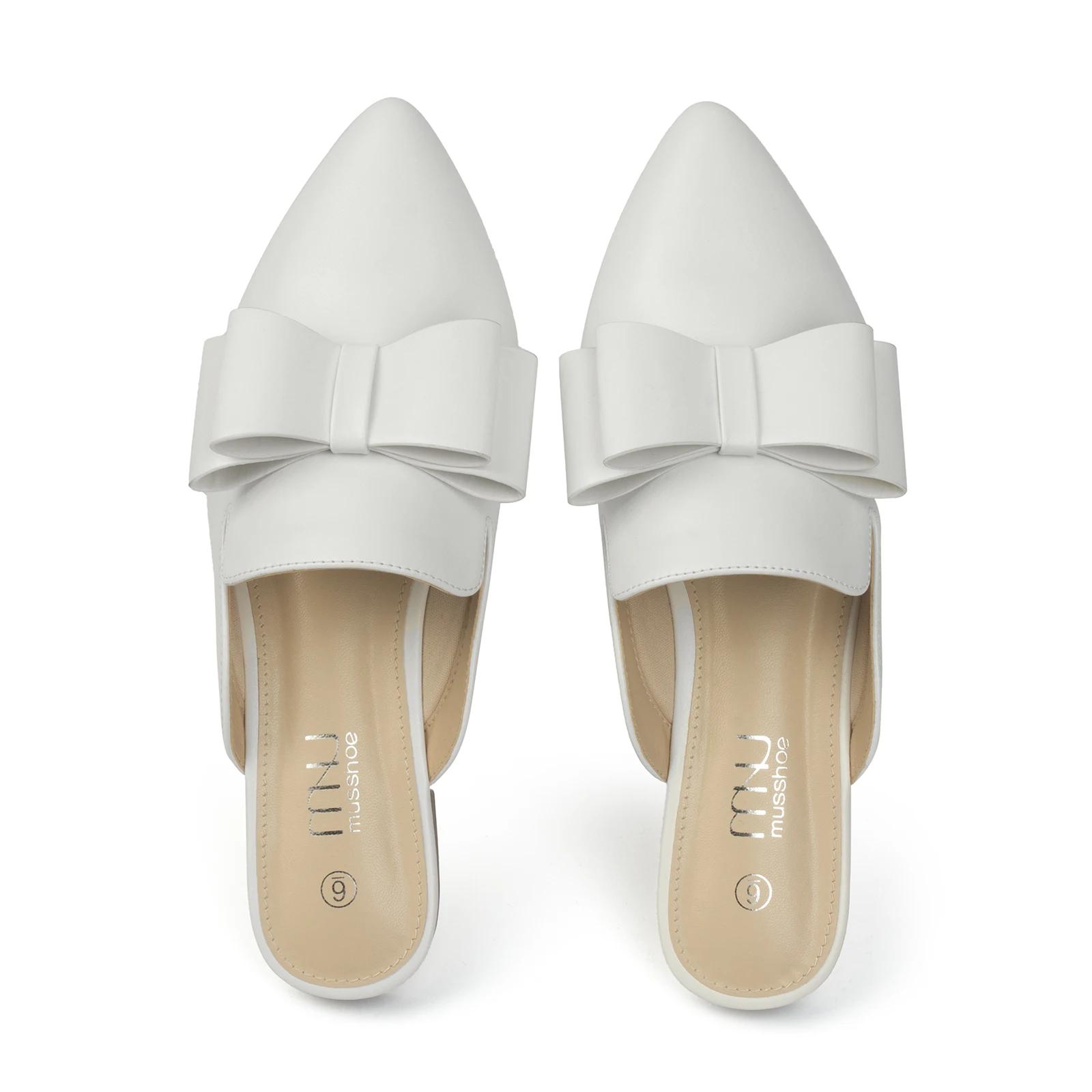 

Туфли-мюли для женщин, повседневные, удобные, мягкие, домашние, получашечки, бант, острый носок, слипоны, новые осенние женские тапочки, верхняя одежда, обувь 10.5