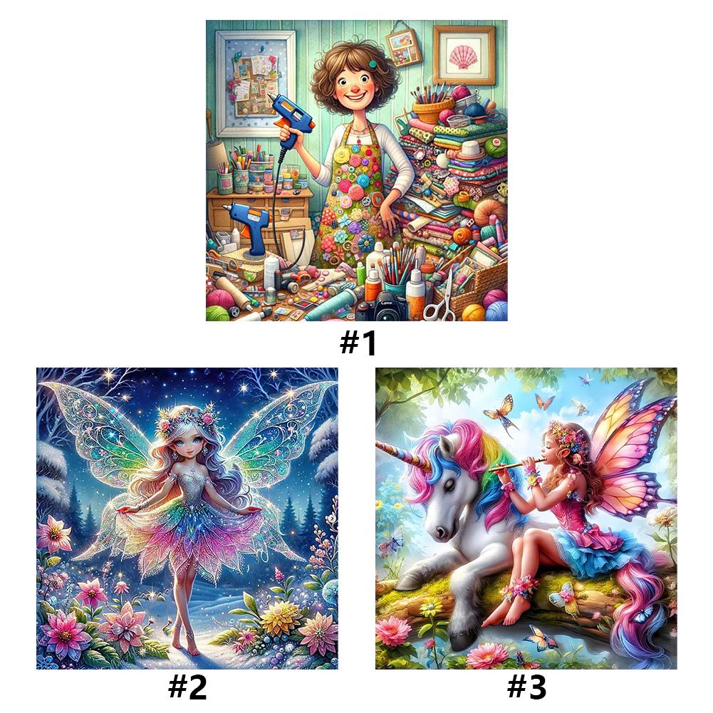 5D DIY Vollrunde Bohrer Diamantmalerei Pixie Charakter Serie Dekor 50x50cm