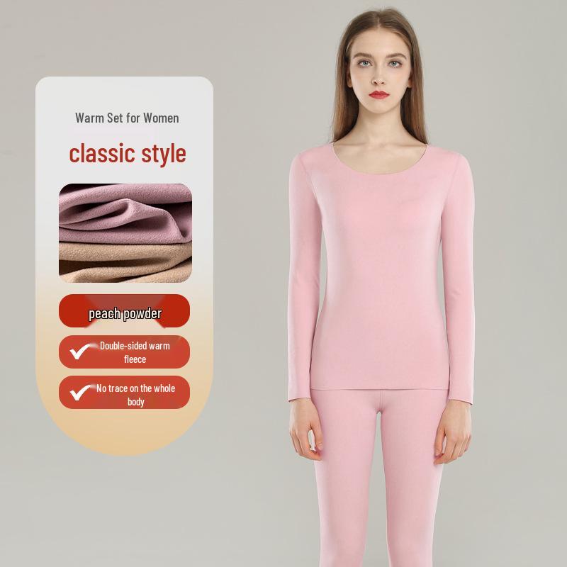 Velvet Women's Seamless Thermal Fleece-Lined Underwear Set for Autumn Winter