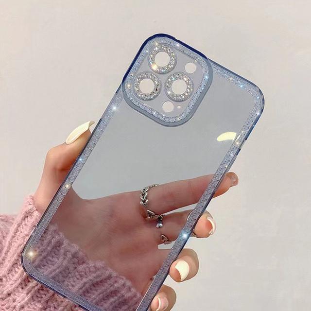 

Чехол для телефона Moskado для Iphone 13 Pro Max 11 12 7 8 Plus X Xr Xs Max Bling Diamond, прозрачный кристальный шикарный мягкий чехол из ТПУ For iPhone 14 светло-синий