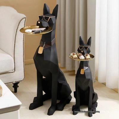Nordic High-End Resin Gentleman Dog Figurine Floor Decor