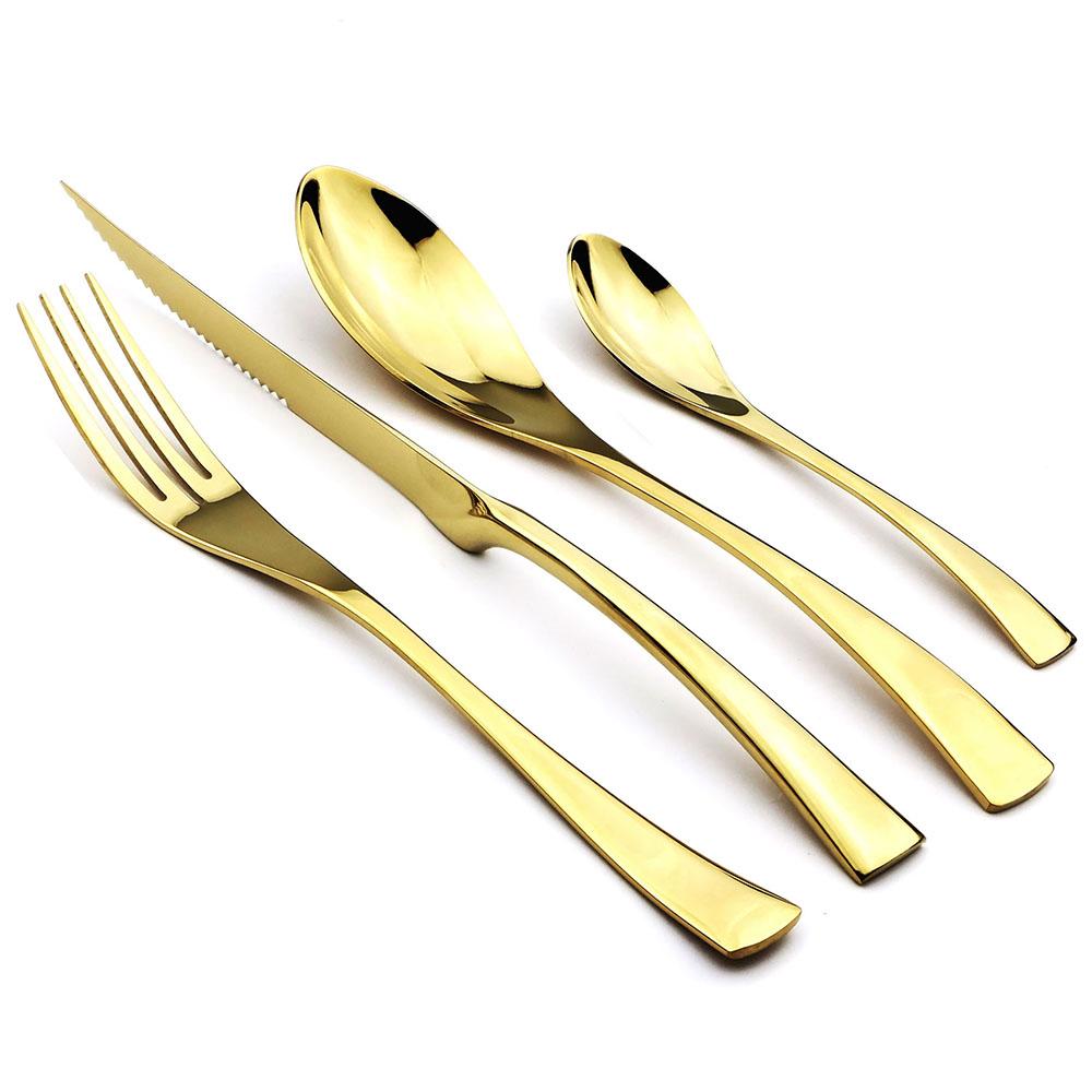 Food Tableware 24Pcs Rainbow Dinnerware 18/10 Stainless Steel Flatware Set Steak Knife Fork Spoon Teaspoon Cutlery Set