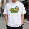 Garfield "WORLD FAMOUS" World Famous Letter Print Short Sleeve T-Shirt, American Streetwear Brand Heavyweight Cotton Loose Fit Oversized Couple Top