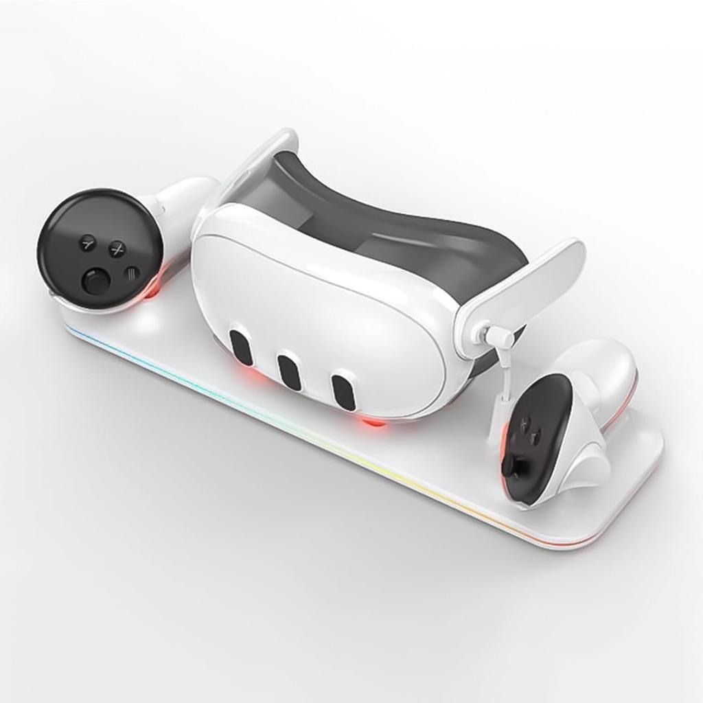 Wireless Charging Station Charging Dock for Meta / Oculus Quest 3 VR Accessories Kit Blue Light Fast Charging Base Charger Adaptor