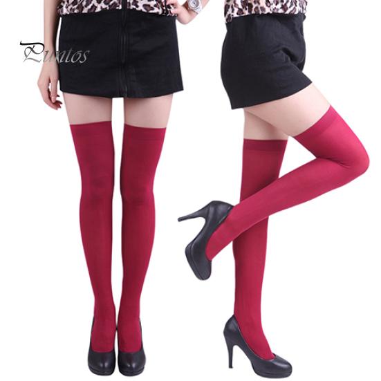 Sexy Damen Opaque Strümpfe in Unifarbe Über das Knie