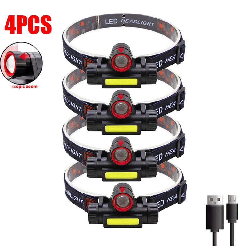 Portable Mini Powerful LED Headlamp XPE+COB USB Rechargeable Hunting Headlight Waterproof Head Torch with Tail Magnetic