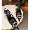 Baotou Stiletto Sandals Summer New Rhinestone Buckle One Strap Anti-slip Wear-resistant High Heels