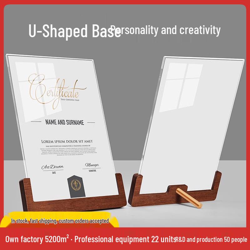 Premium Solid Wood Certificate and Photo Frame with Crystal Glass for Desk Display Beech
