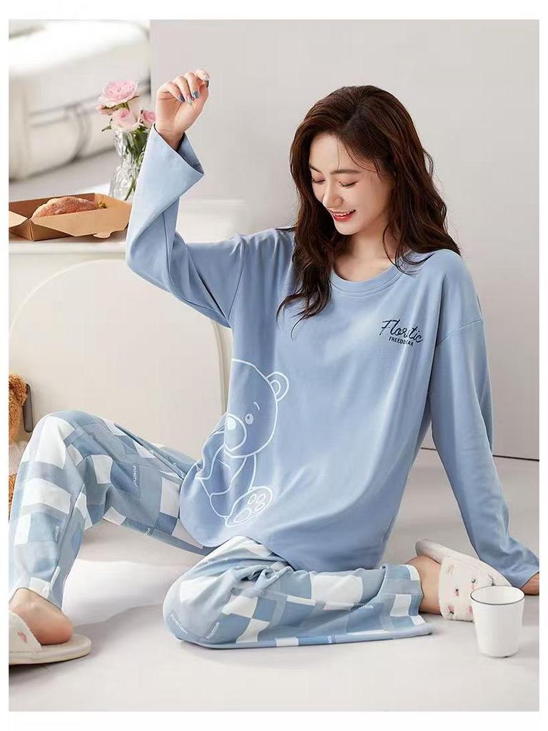 Damen Langarm Pyjama Set mit Brustpolstern - Übergröße, Freizeitkleidung für Zuhause oder Draußen