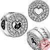 Authentic 925 Sterling Silver Rose Gold Round Cutout Pavé & Heart Anniversary Charm Fit Fashion Bracelet Jewelry Graduation Gift