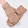 Double Layer All Fingers Mittens Solid Color Fur Knitted Gloves Fashion Winter Gloves  Women Girl