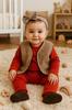 Warm Baby Vest 68 Sleeveless Jacket With Lamb Fur Beige