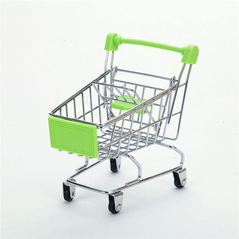 Adorable Children's Mini Metal Shopping Trolley And Colorful Basket Role Play Toy Set For Imaginative Play
