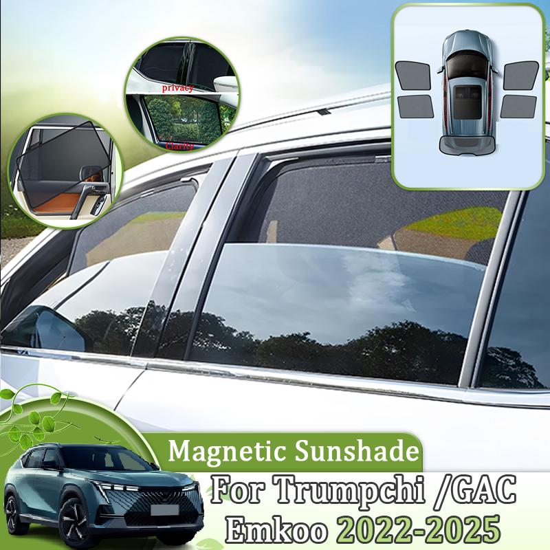 Magnetic Car Sunshade For Trumpchi GAC Emkoo 2025 2024 Windshield Curtain Ventilation Side Window Cover Accessories