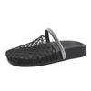 New Hollow out Summer Head Cover Semi Slippers Roman Fish Net Flat Bottom Sandals Woven Fisherman round Toe Ladies Slippers
