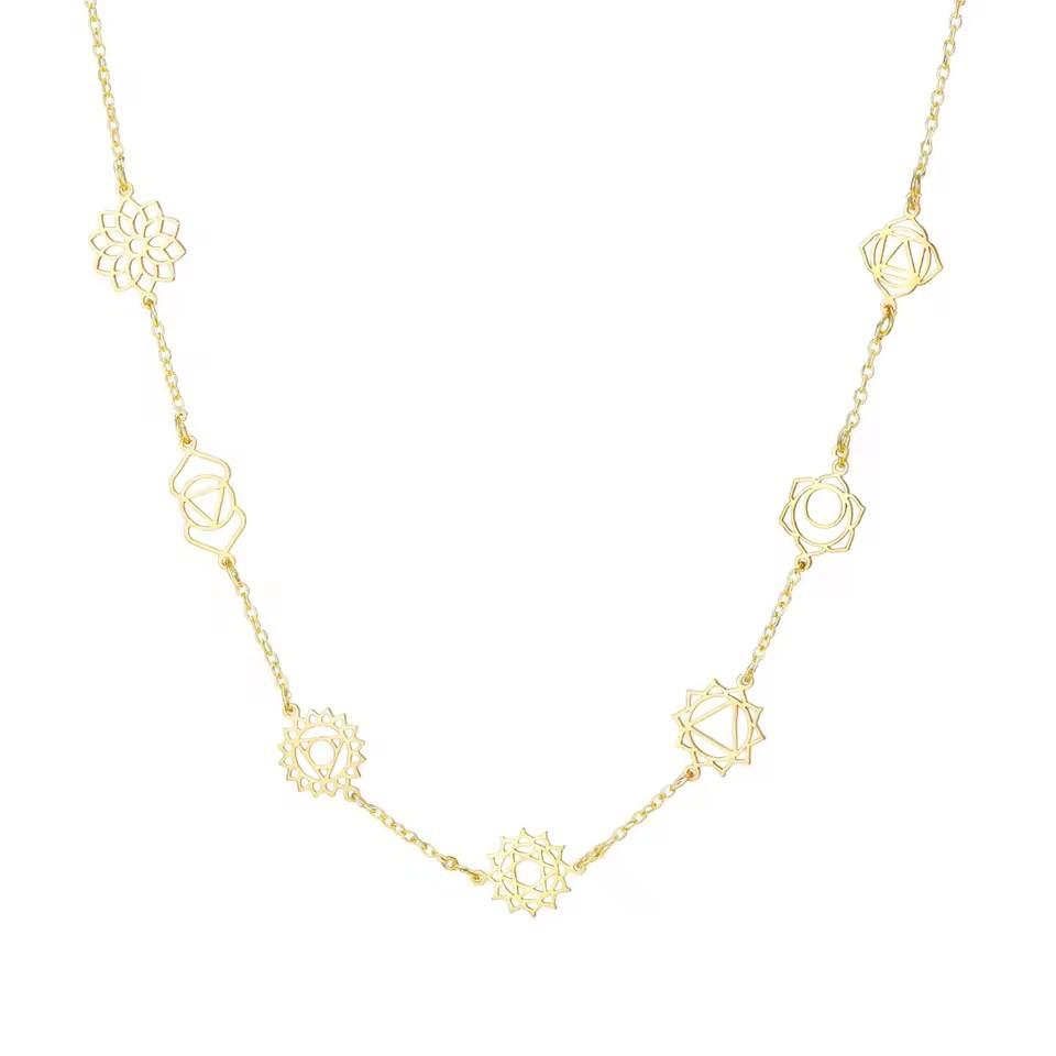 Handmade Yoga OM Pendant Necklace With Colorful Zircon Hollow Polished Lotus Charm Accessory