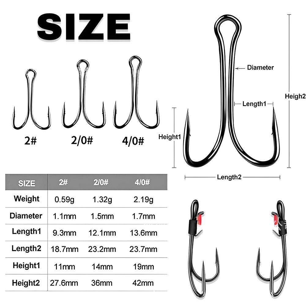 5pcs Double hook High-carbon Steel Fishhook Wacky Weedless Worm Fishing Hook  Sea Fishing