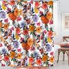 Mexican Floral Shower Curtain, Ethnic Art, Birds And Paisley, Flowers In White,Polyester, Waterproof, Bathroom Decor
