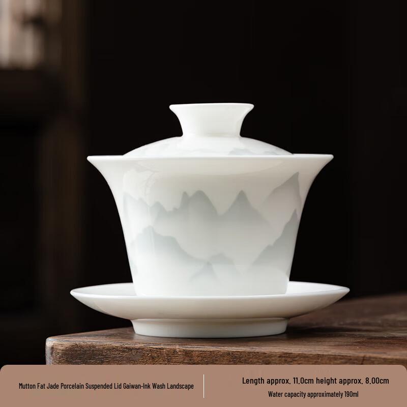 Chaxun Thousand Li Rivers Dehua White Porcelain Gaiwan Teacup