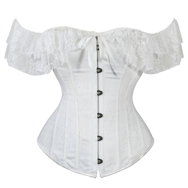 Shaping clothes, one shoulder, lace mesh, short sleeved corset, sexy and fashionable stage performance, shaping top, bone clothes