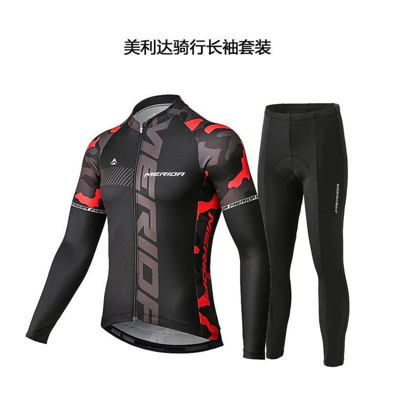 Long Sleeve Cycling Jersey Set Road Bike Riding Season Moisture Wicking Unisex Outdoor Sportswear