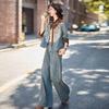 2026 Spring/Autumn Women's Lace Patchwork Denim Suit with Frog Buttons - Stylish Two-Piece Set