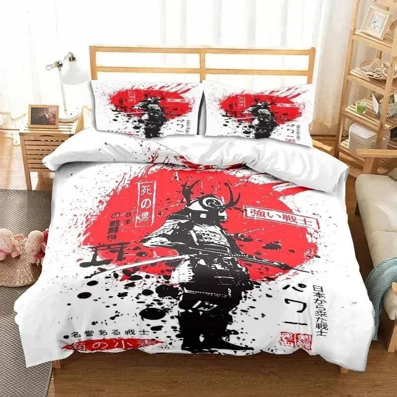 Japanese Samurai Bedding Set Soft Duvet Cover Set Men Teen Bedroom Single Double King Size Duvet Cover Pillowcase Boy Gift