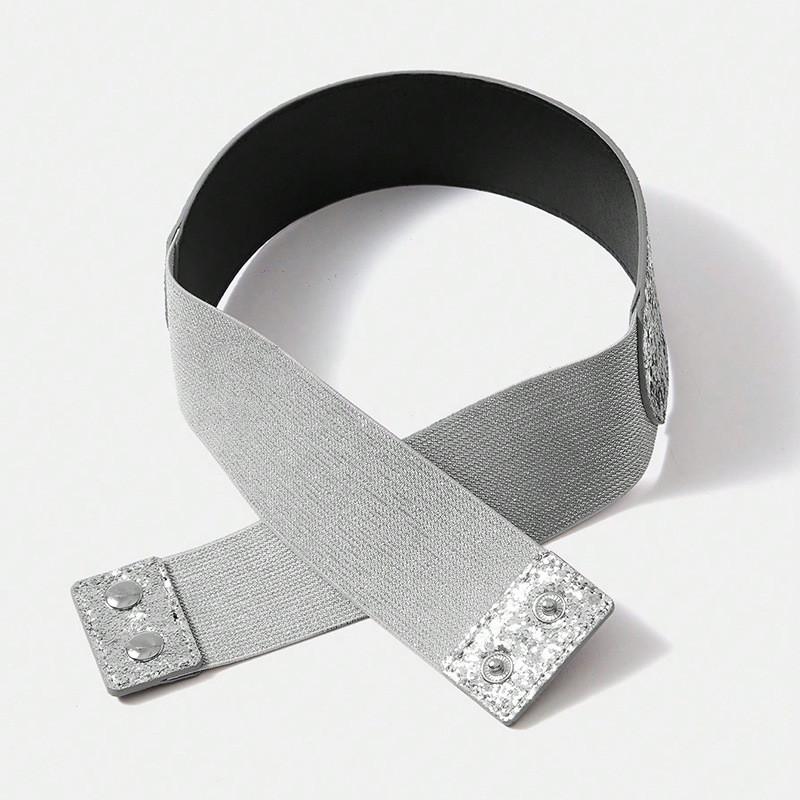 Ladies Dress Up Wide Belt With Shiny Sequins And Adjustable Fit For Office And Events