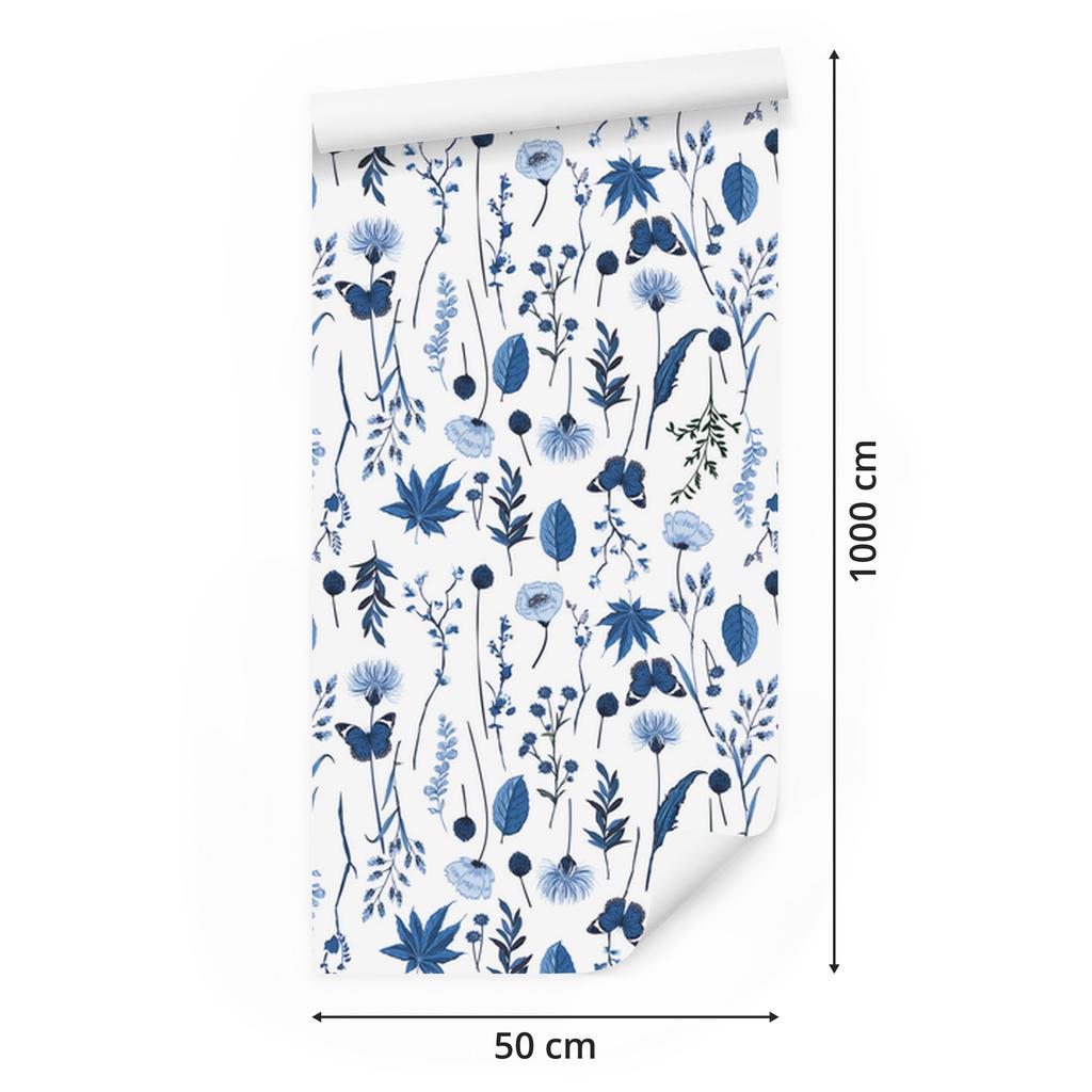Meadow Flowers and Butterflies Wallpaper for Living Room and Bedroom 50x1000