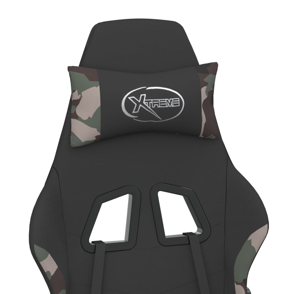 Gaming Chair with Massage Function and Footrest Black Camouflage Fabric