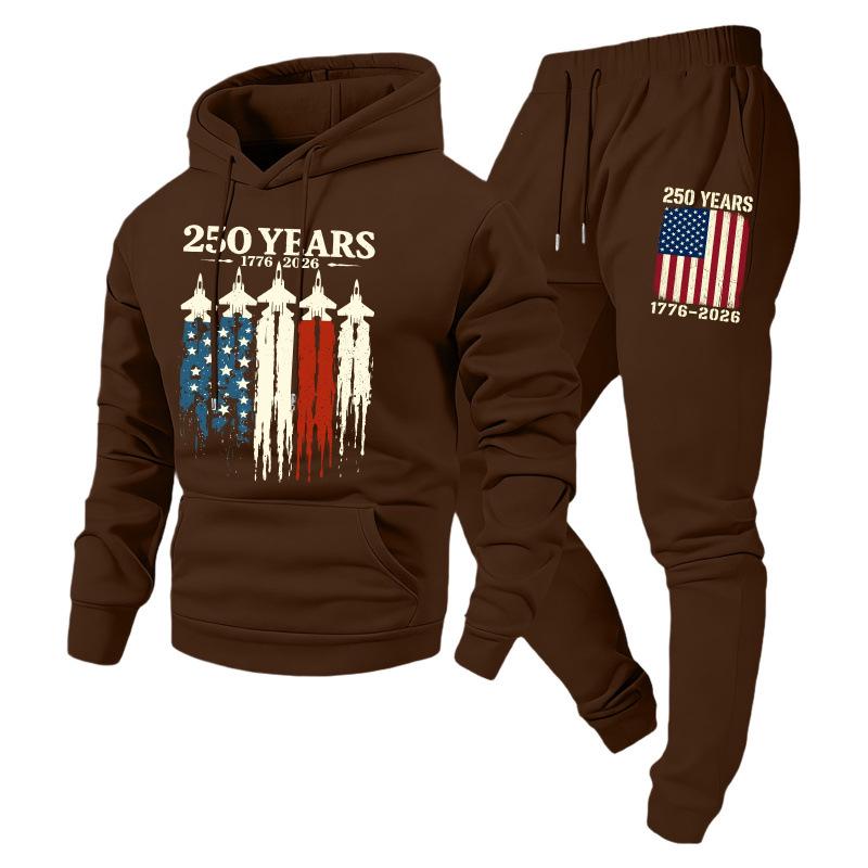 Trendy Fashion Unisex Casual Hooded Plus Velvet Sweatshirt Sportswear Set