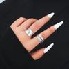 2Pcs/Set Geometric Irregular Open Rings For Women Vintage Simple Silver Color Wide Face Rings Set Daily Wear Jewelry Accessories