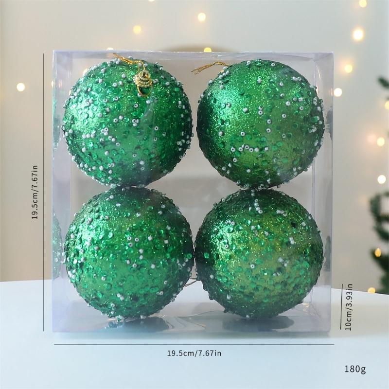 Reflective Foam Christmas Tree Decoration Pearls and Sequins Ball Feature Durable Portable Design Christmas Home Decoration