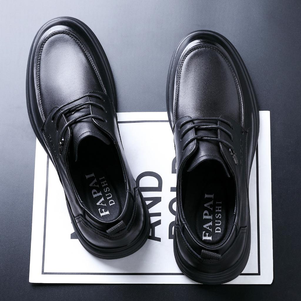 2025 men's leather shoes high-end leather cowhide British style men's shoes first layer cowhide business dress wedding derby shoes