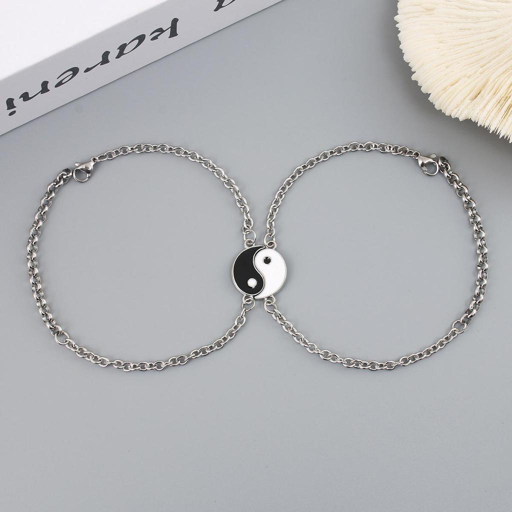 Yin-Yang Tai Chi Stainless Steel Couples Bracelets for Men and Women