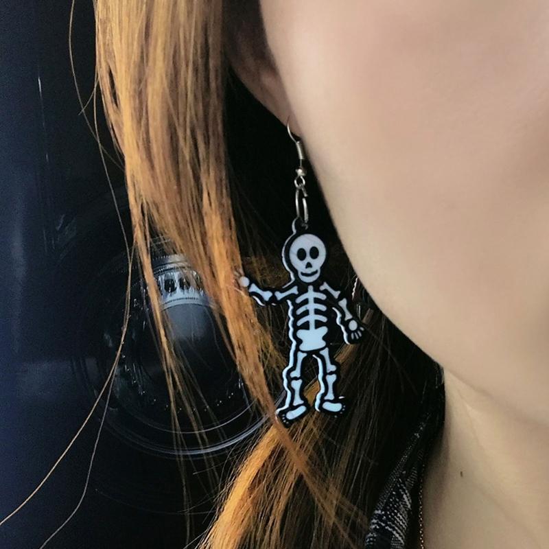 Geometric Human Skeleton Earring Epoxy Resin Silicone Mold Luggage Bag Tags Casting Molds with Hole for DIY Crafts