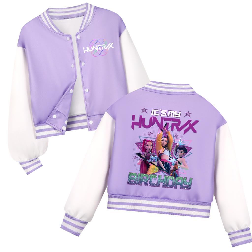 Kpop Demon Hunters Costume Zoey Mira Print Baseball Uniform Autumn Long Sleeve Jacket Coat Fans Gift For Kids