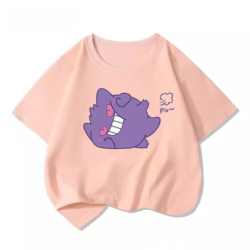 Potdemiel Summer New Pikachu Print Childrens Cotton TShirt Boys and Girls Comfortable and Breathable Childrens TShirt