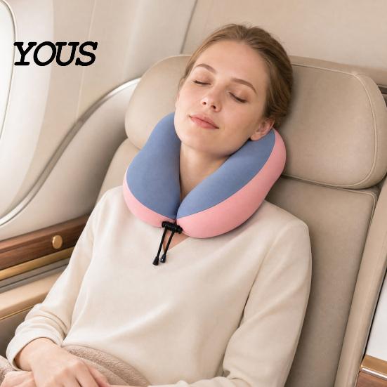 Durable Travel Neck Cushion U Shaped Pillow, Memory Foam Cooling Support Portable Headrest with Removable Washable Cover for Office Planes Trains