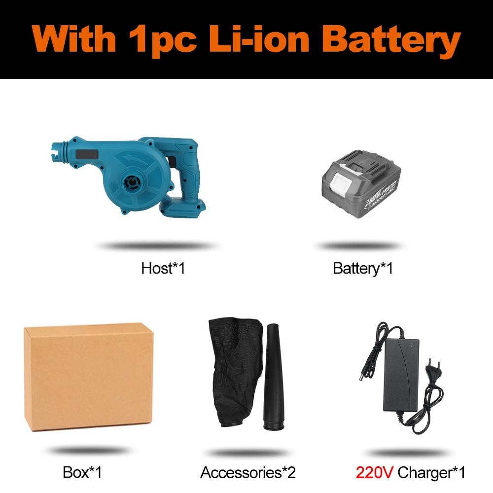 

Беспроводной вентилятор 1500 Вт 288VF, очиститель для всасывания и выдува воздуха, 19000 об/мин, 2 в 1, электрический пылесборник для листьев 1*Battery