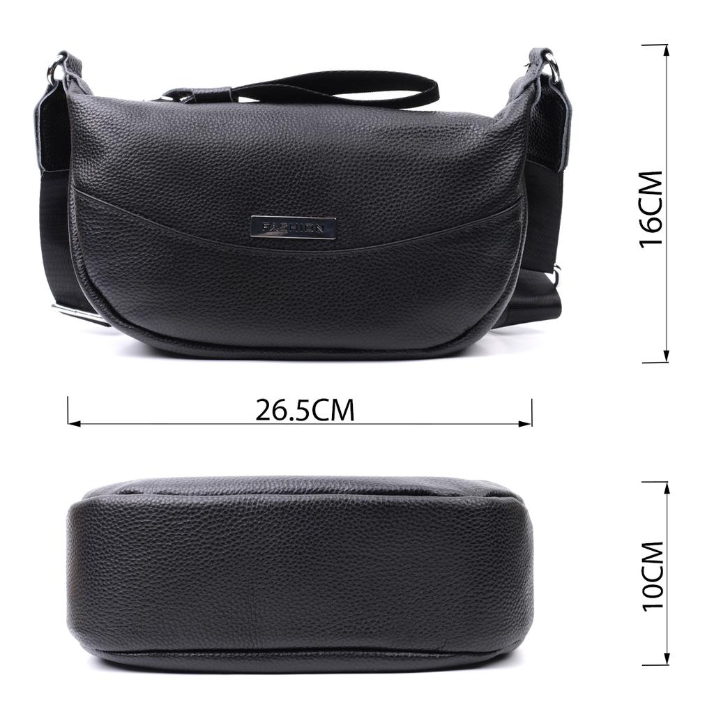 Damen Leder Umhängetasche mit ungewöhnlichem Reißverschlussanhänger Vintage 22615 Schwarz