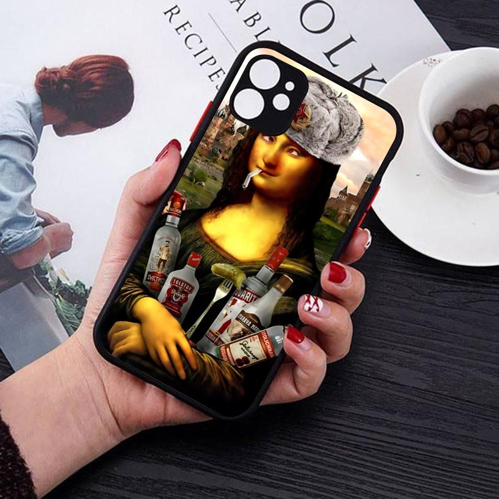 Mona Lisa Phone Case For IPhone 14 11 12 13 Mini Pro Max 8 7 Plus X XR XS MAX Translucent Matte Cover