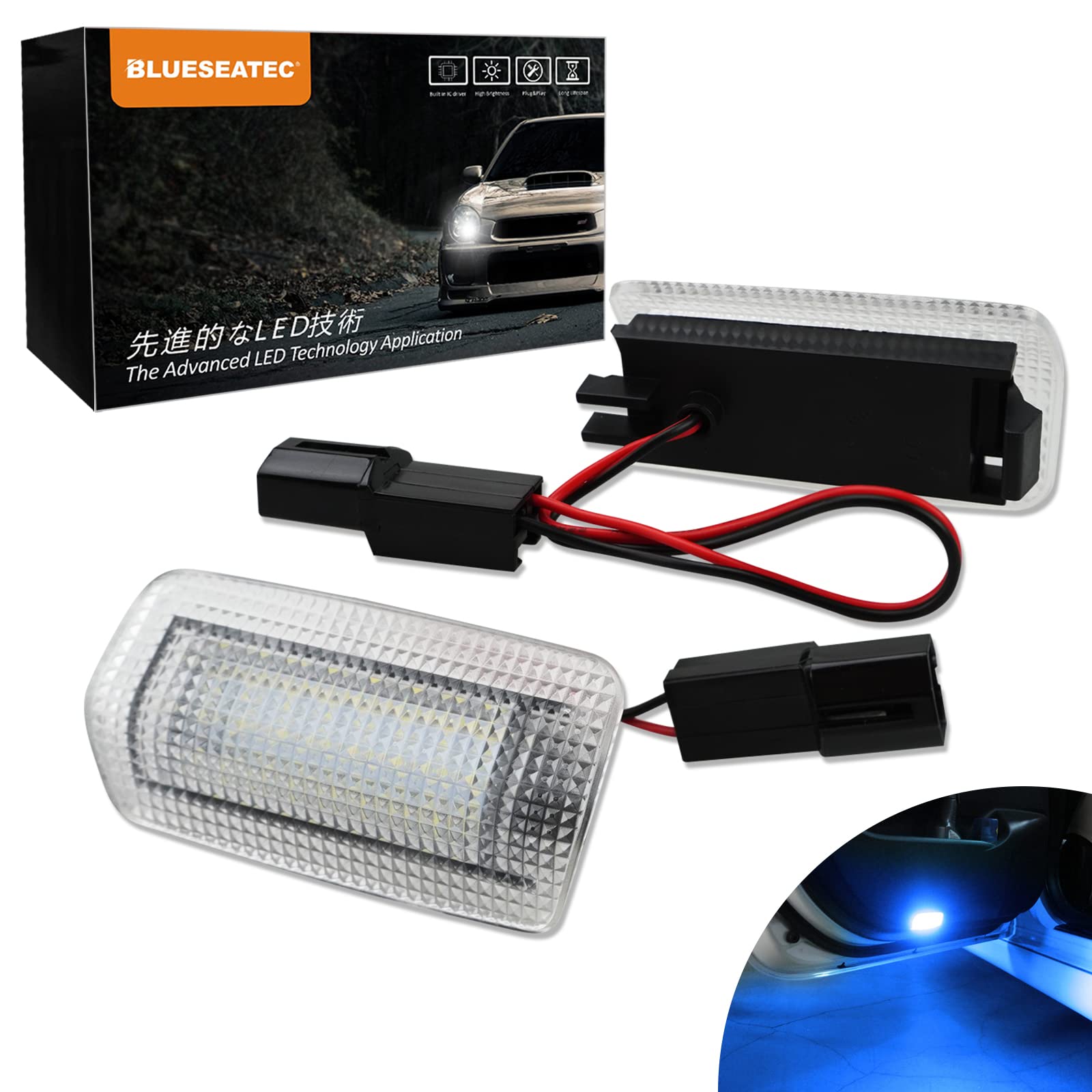 

BLUESEATEC Светодиодные фонари подсветки салона для Toyota, включая и Универсальную замену оригинальным, Включает японские, Включает 2 синих фонаря подсветки порога Alphard/Vellfire синий