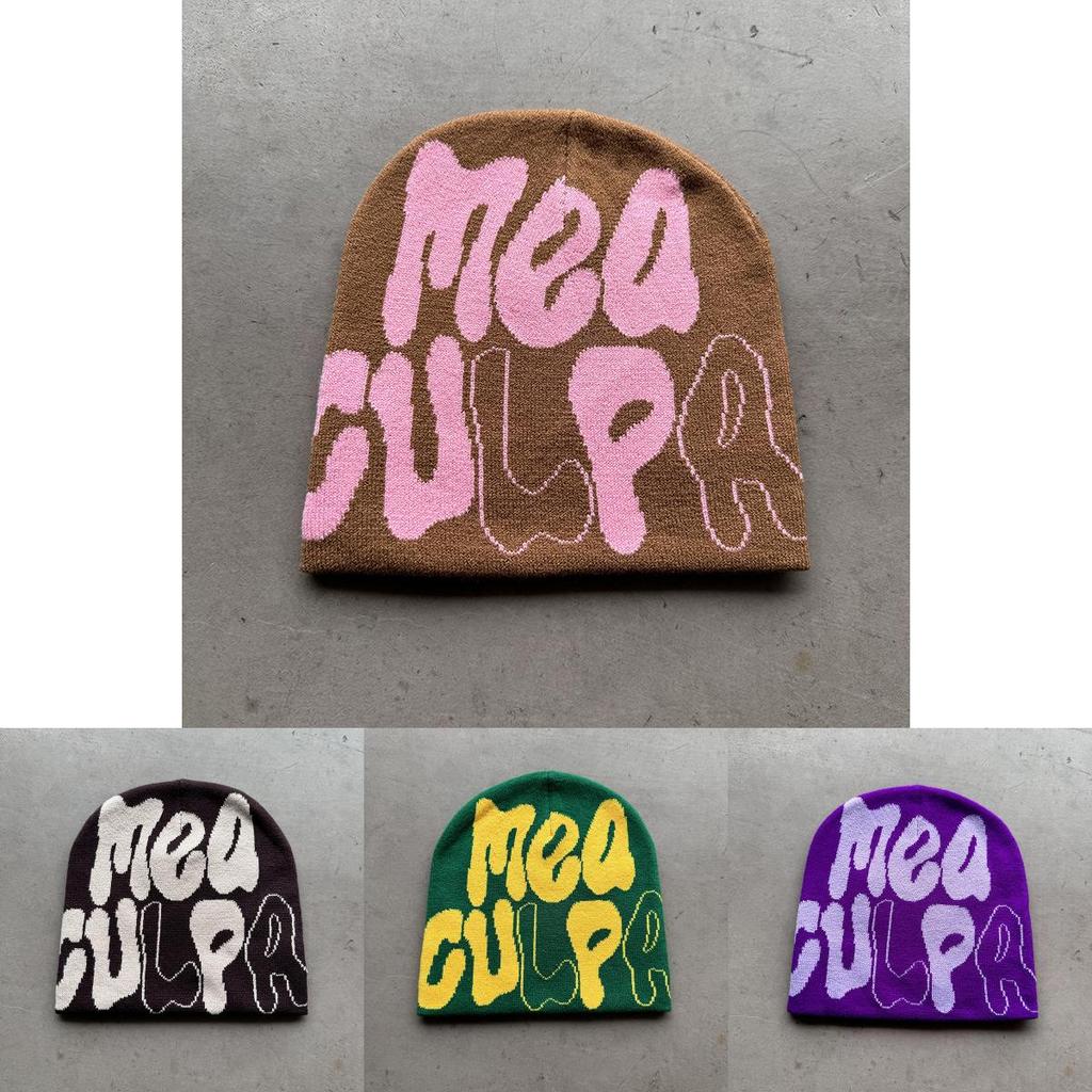 Acrylic Knitted Cap For Teens And Adults With Fashionable Letter Design