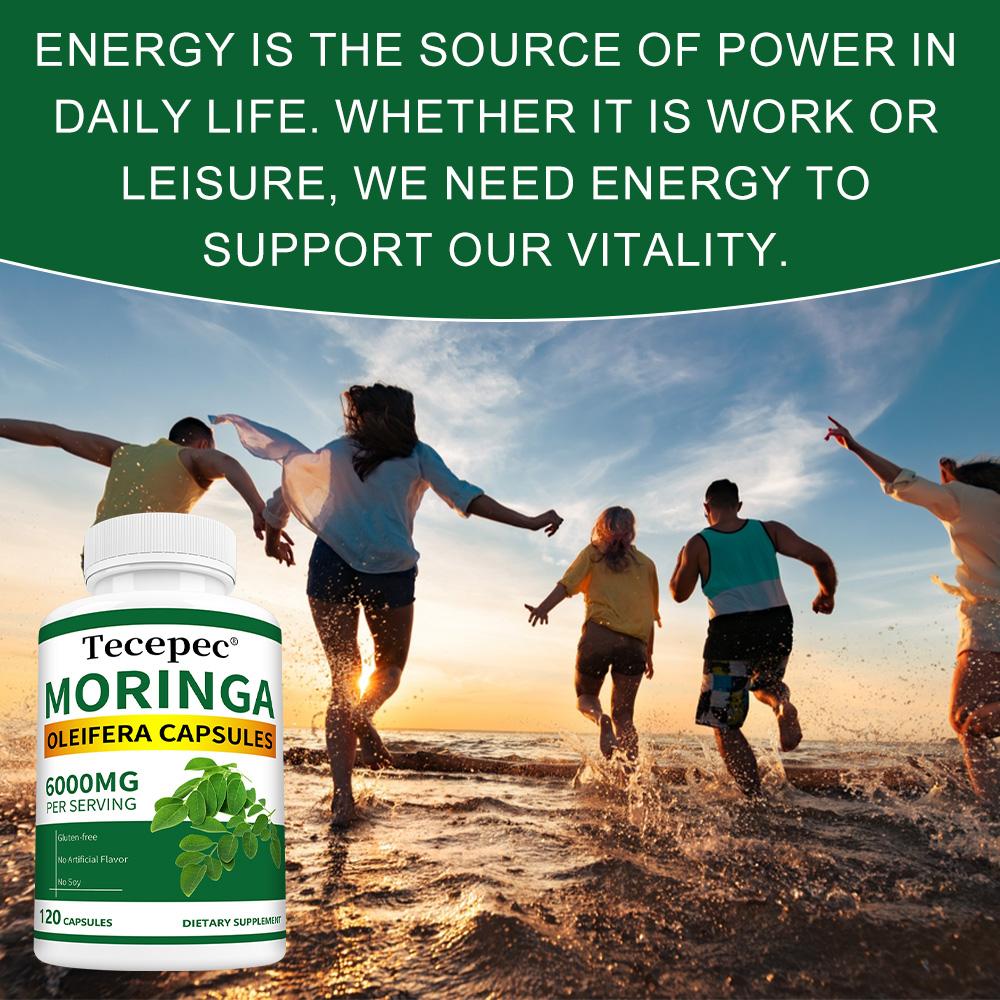 Moringa Oleifera Capsules 6000mg Per Serving, Leaf Extract Herbal Dietary Supplement, 120 Capsules