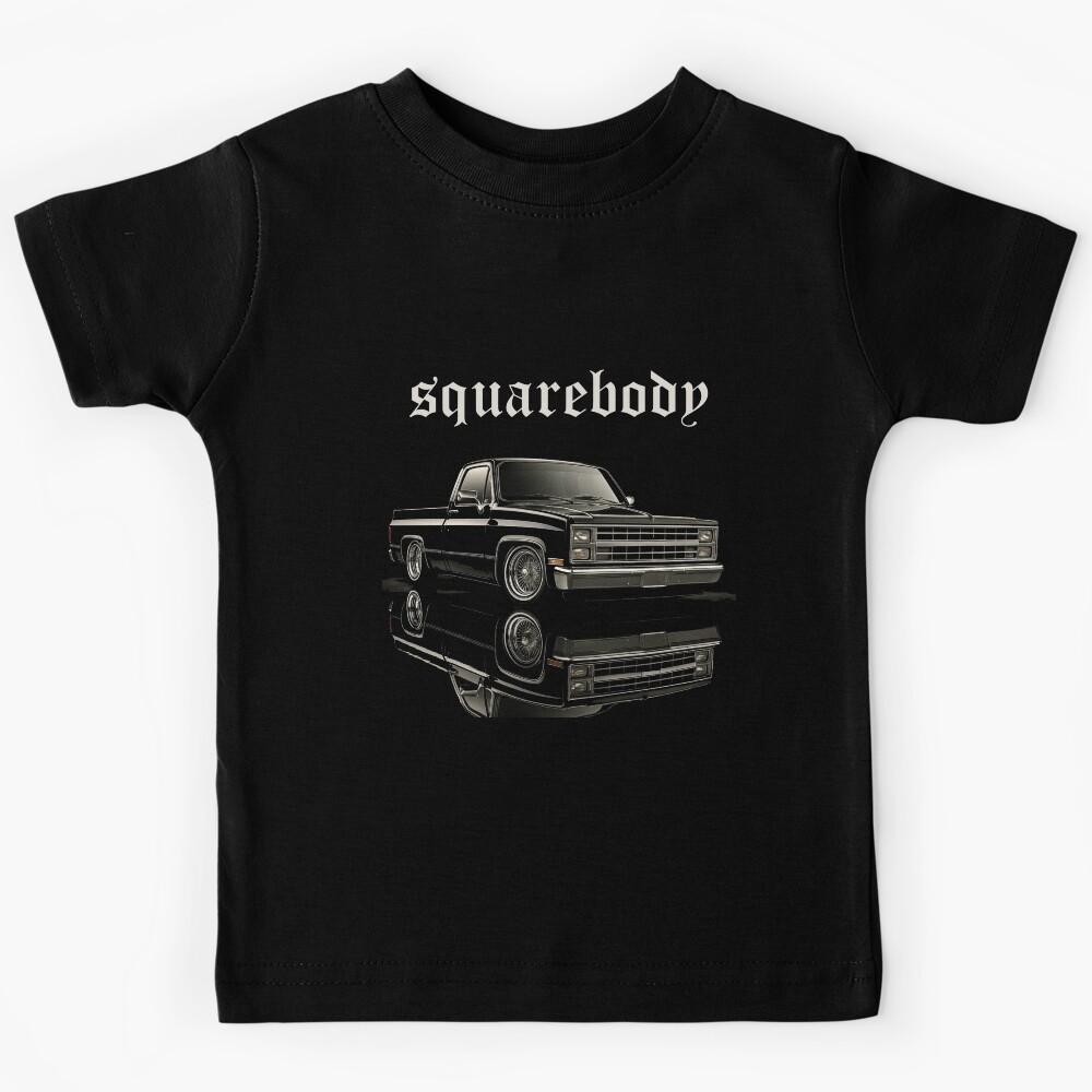 Chevy Squarebody C10 Slammed Pickup Truck – Black Lowrider Reflection Kids T-Shirt 170