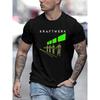 European Sizes Men's Casual Crew Neck T-Shirt with Unique Geometric Print - Lightweight, Breathable Polyester for Summer Comfort